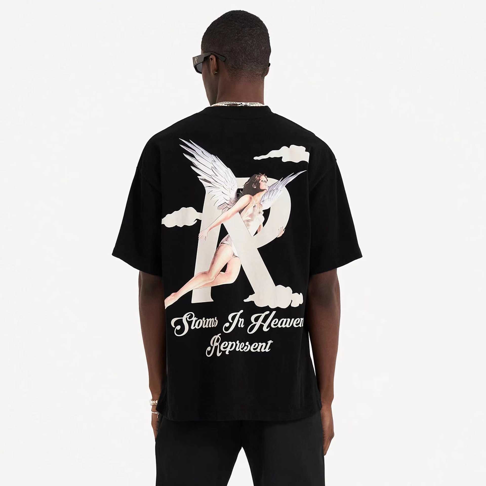 

Correct Represent Short Sleeve FOG Angel Print High Street Pure Cotton Light Luxury Couple Loose T-shirt Trend
