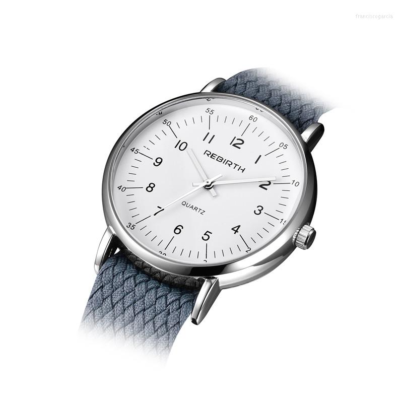 

Wristwatches 2023 Fashion Rebirth Top Brand Men Watches Casual Mens Luxury Quartz Nylon Strap Clock Sport Male Clocks Man, Blue