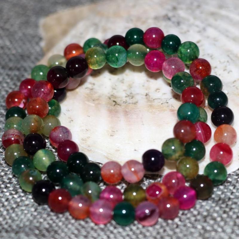 

Strand 3 Circles Bracelet Mixed With Natural Agat 6mm Round Bead Can Be Used As Necklace Gift For Relatives And Friends