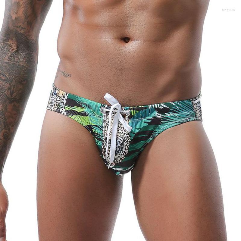 

Men' Shorts Men Print Swimming Trunks Quick Drying Swimwear Breathable Low Waist Beachwear Briefs Summer Surfing Clothing, Green