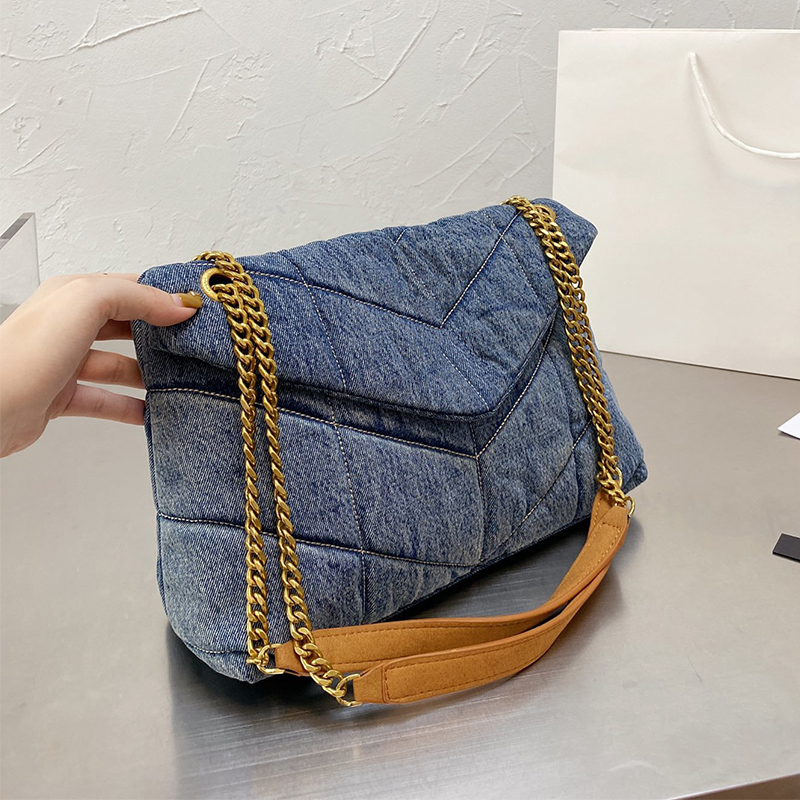 

2023 Denim LOULOU Puffer Designers Bag women Fashion Classic Jeans Shoulder Bags Luxury Designer Handbag, Blue