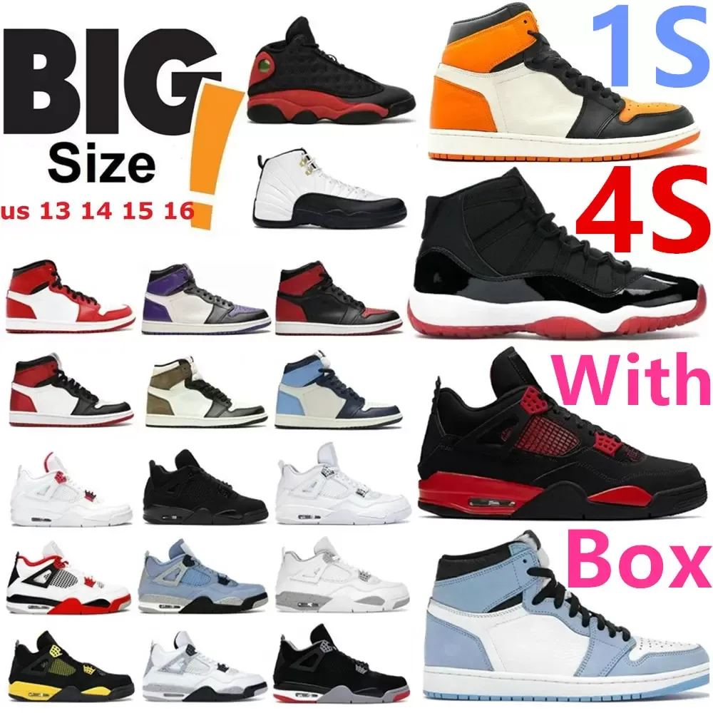 

Big Size 13 14 15 16 Green Metallic 4 Red Thunder Basketball Shoes 4s Pure Money White Cement Designer Sneakers 1 Dark Mocha Shadow 1s Paten, 4s green metallic