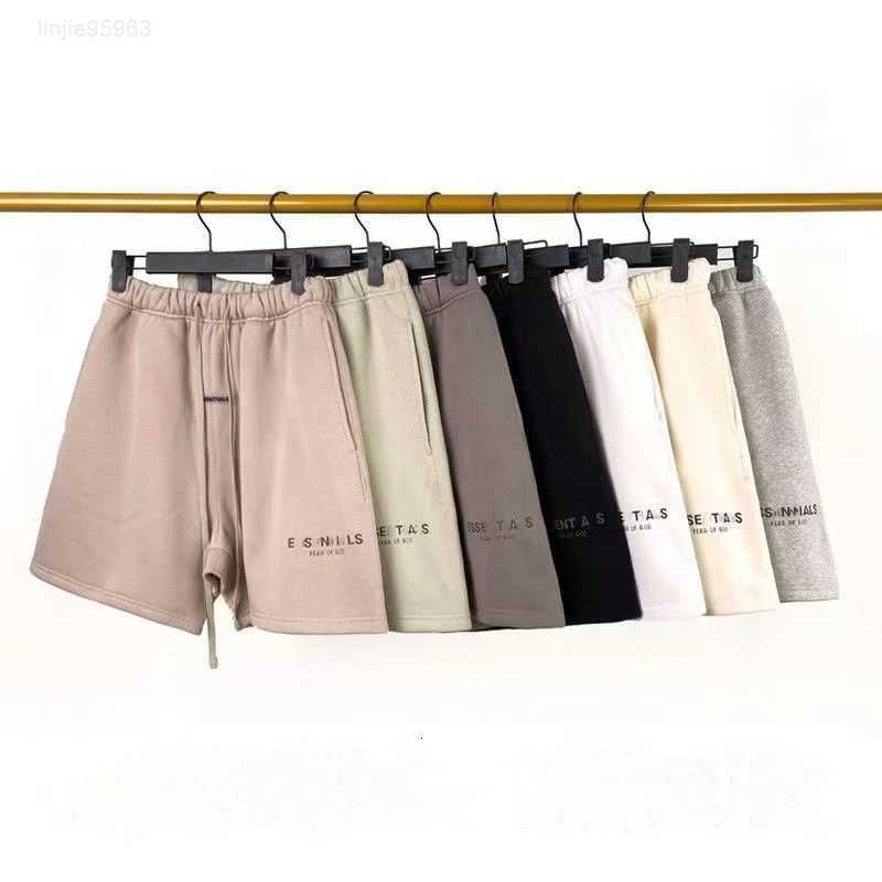

2023 Reflective High Street Shorts Men' Casual Sports Pant Loose Oversize Style Drawstring Short Pants Designer Ess Essentail Shorts, Light grey