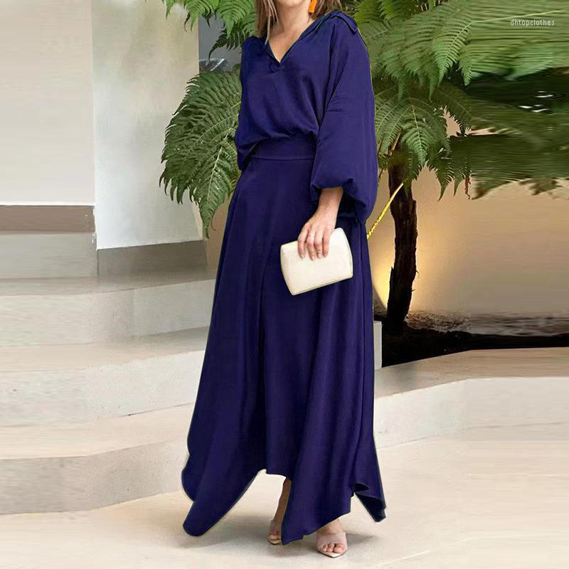 

Work Dresses Retro Women Solid Skirt Suits Summer Turn Down Collar Lantern Sleeve Tops High Waist Two Piece Set Elegant Lady Streetwear, Black
