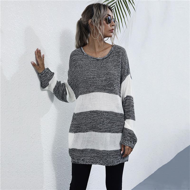 

Women' Sweaters Casual Full Sleeve Striped Plus Size Knitted Pullovers Sweater Tops For Women Jumper 2023 Autumn Winter, Black