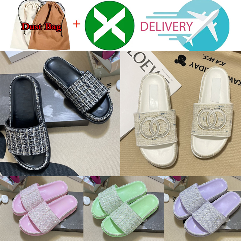 

Modish Designer For Ladies Sandals Womens Slippers Woman Thick Bottom Leather Slipper Flip Flops Quilted Slides Blue Pink Green Flats Beach suitable sandal slide, Color 7