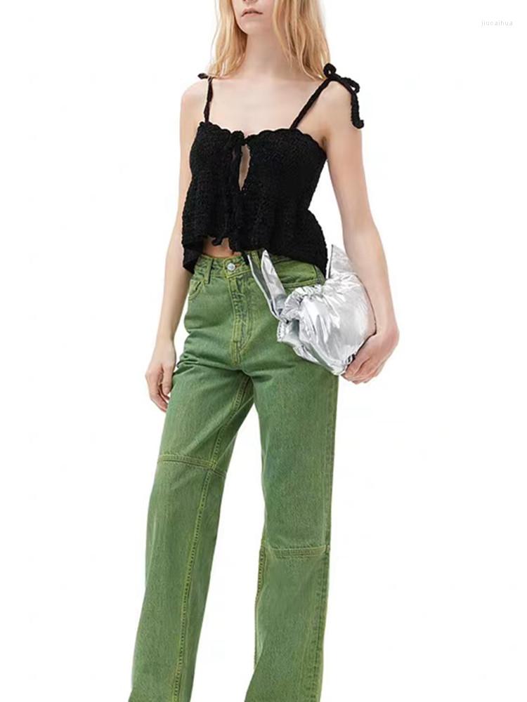 

Women's Tanks 2023 Summer Women Black Knitted Sling Tops Ladies Sexy Sleeveless Slim Hollow Out Fashion Camis, Top