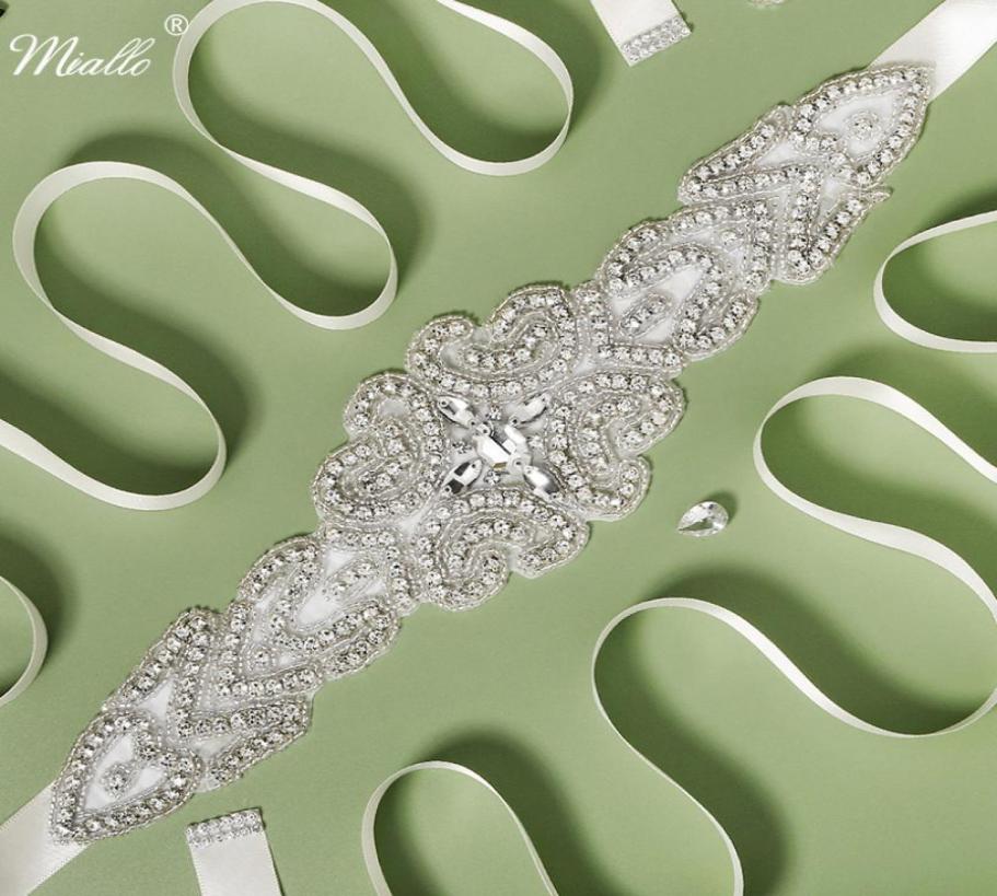 

Miallo Fashion Bridal Satin Belts Crystal Wedding Accessories Prom Dress Belt Ivory White Strass Bride Sash Bridesmaid Gift9943651