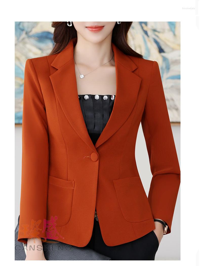 

Women' Suits 2023 Women' Casual Long-sleeved Spring White Waist Versatile Slim Short Black Suit Top Office Lady Coat, Picture shown