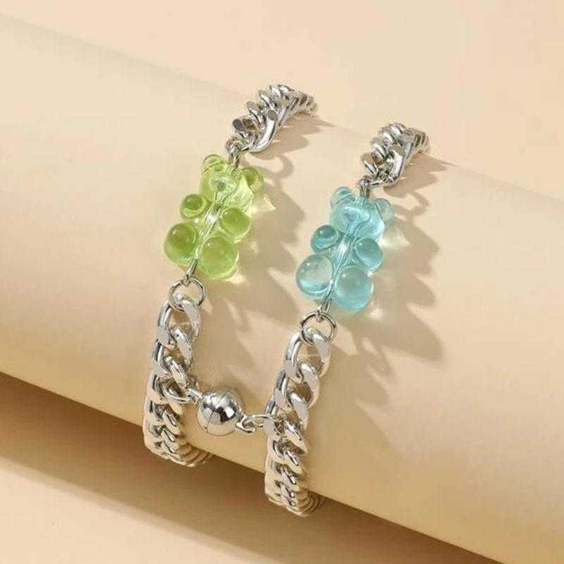 

Colorful Bear Bracelet For Couple Heart To Suction Fashion Magnetic