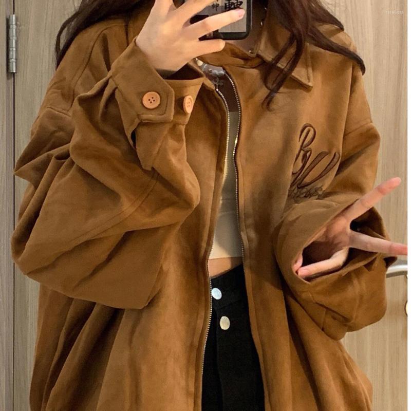 

Women' Jackets Vintage Jacket For Women Korean Style High Street Loose Oversized Coat Casual Long Sleeve Harajuku American Retro Clothes, Black