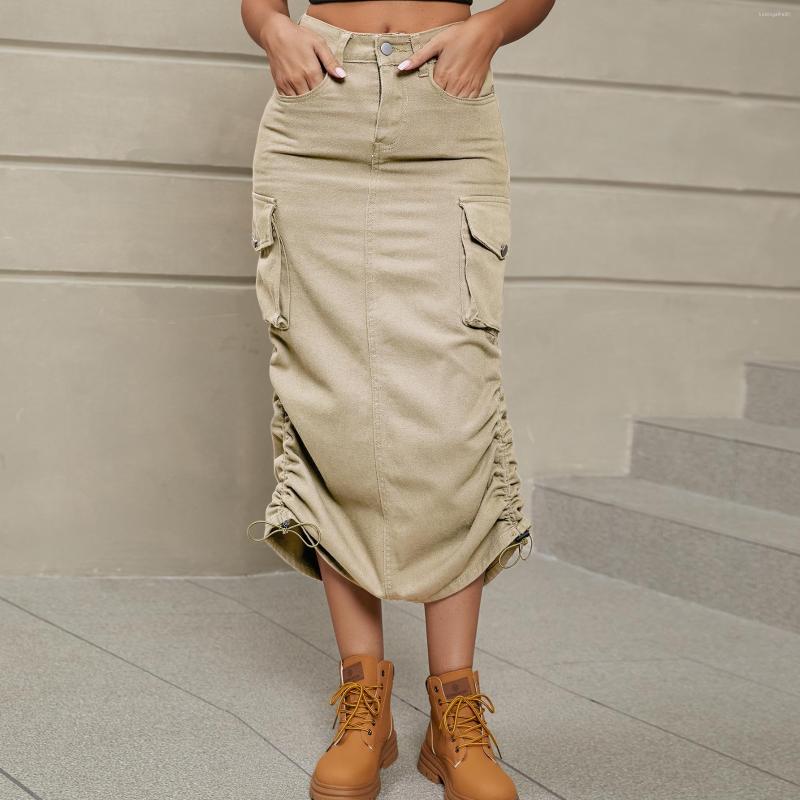 

Women' Shorts Europe And The United States Denim Tooling Casual Mid-length Skirt Tide, Black