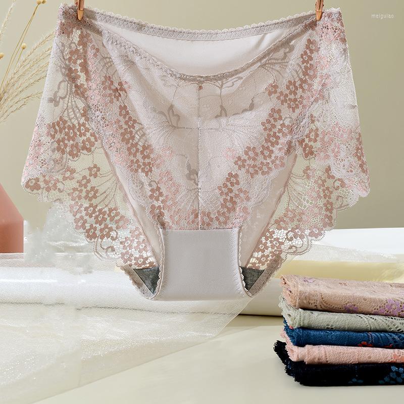 

Women's Panties Women Underwear Sexy Lace Mid-waist Large Size Comfortable Breathable Female Lingerie, Black
