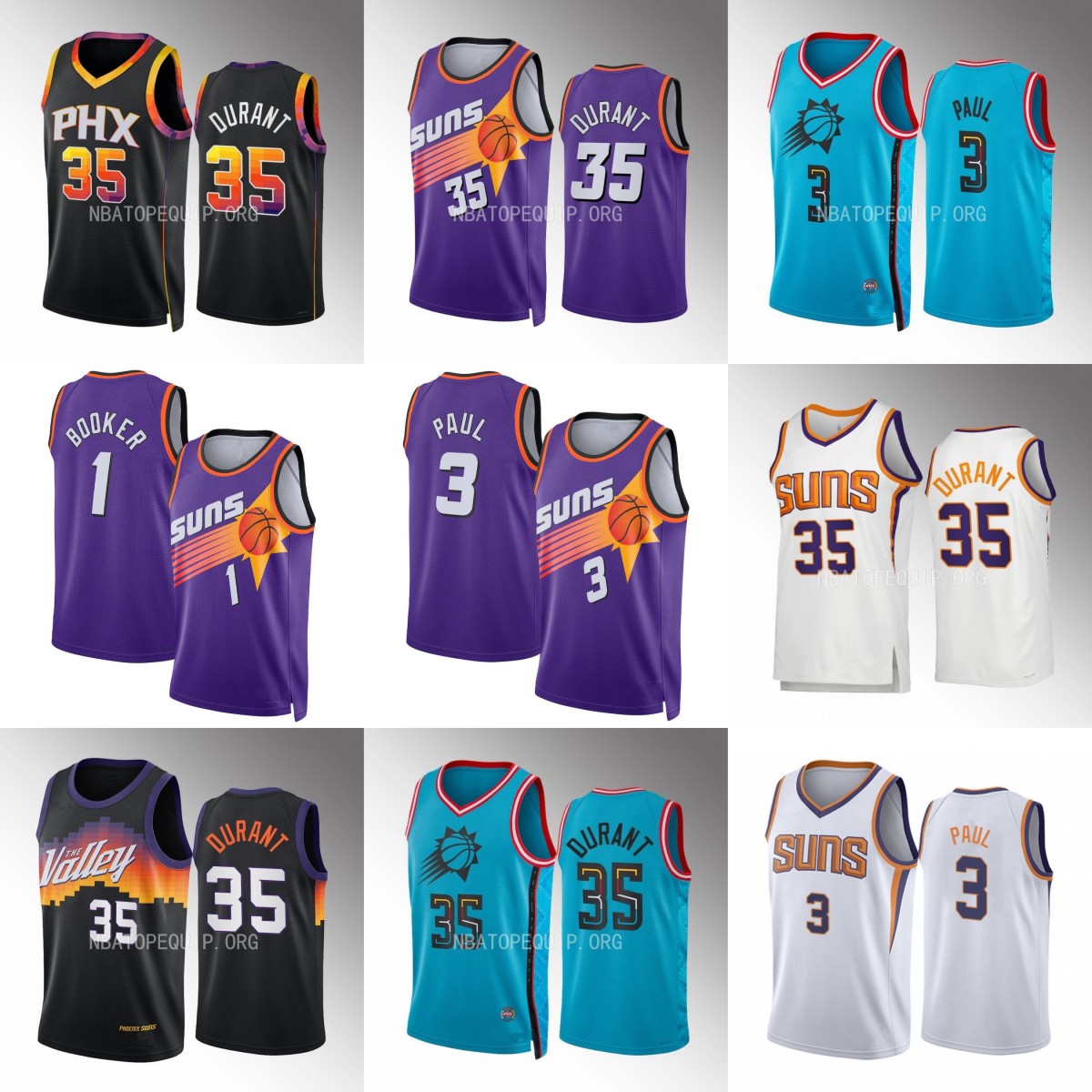 

Hot Basketball Jersey Phoenix''Suns''Men Devin Booker #1 Chris Paul #3 Kevin Durant #35 2022-23 Classic City, Custom