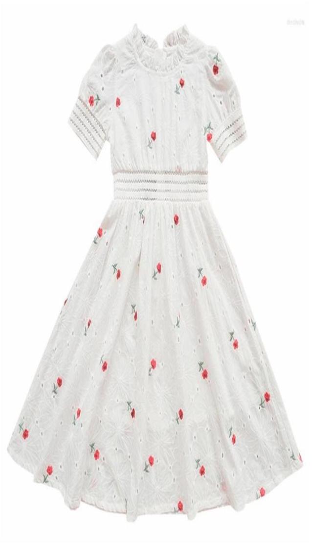

Girl Dresses Kids Teen Girls Summer Embroidery Flower Print Eyelet Midi Flare Dress Children 8 To 18 Years Child Cotton Casual1189799, White