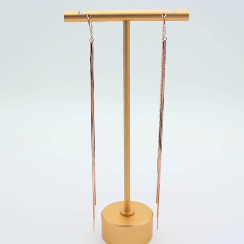 

Dangle Earrings 585 Purple Gold Plated 14K Rose Long Soft Chain Tassel Ear Line For Women Art Fashion Party Jewelry Gift