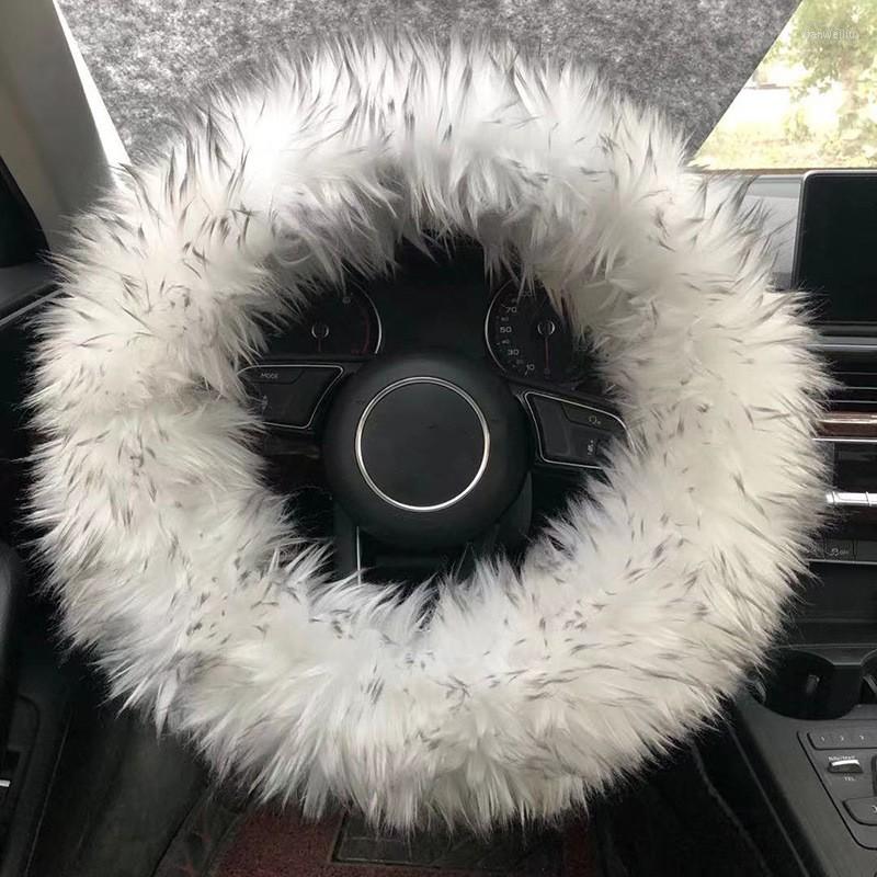 

Steering Wheel Covers Generic Multicolor Fluffy Cover Cute Kawaii Car Accessories Solid Color