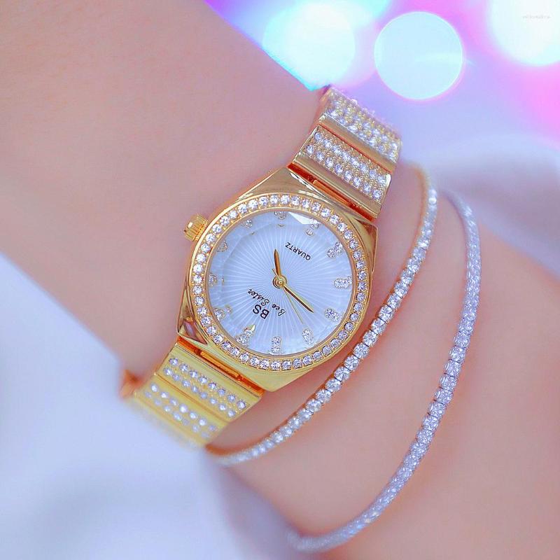 

Wristwatches Watch Chain Customized Full Diamond Ladies WatchLuxury Watches Women, Gold