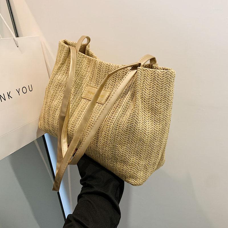 

Evening Bags High-capacity For Women Straw Plaited Article Female Bag Luxury Designer Handbag Bolsas Women's Shoulder Tote 2023 Trend, White