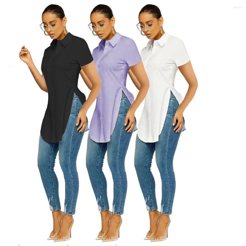 

Women' Blouses Temperament Commuter Women' Top Fashion Casual Shirt Long Sleeve Irregular Cute Split Short 2023 Summer OTTD