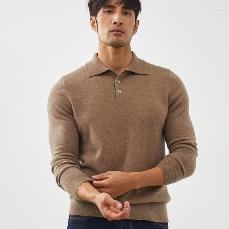 

Men' Sweaters A Class Pure Cashmere Sweater Men' POLO Neck Knitted Pullover Autumn And Winter Warm Top Fashion Korean Edition Jacket, Champagne