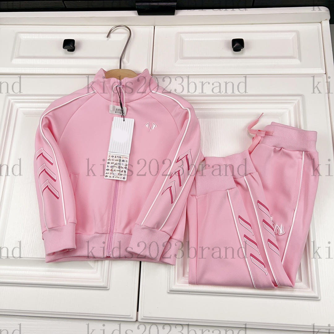 

pink color designer hooded sets 2023ss high end children hooded jackets with long pants two pieces sets fashion kids tracksuits newly boys sports wear size 100-160cm, 1#
