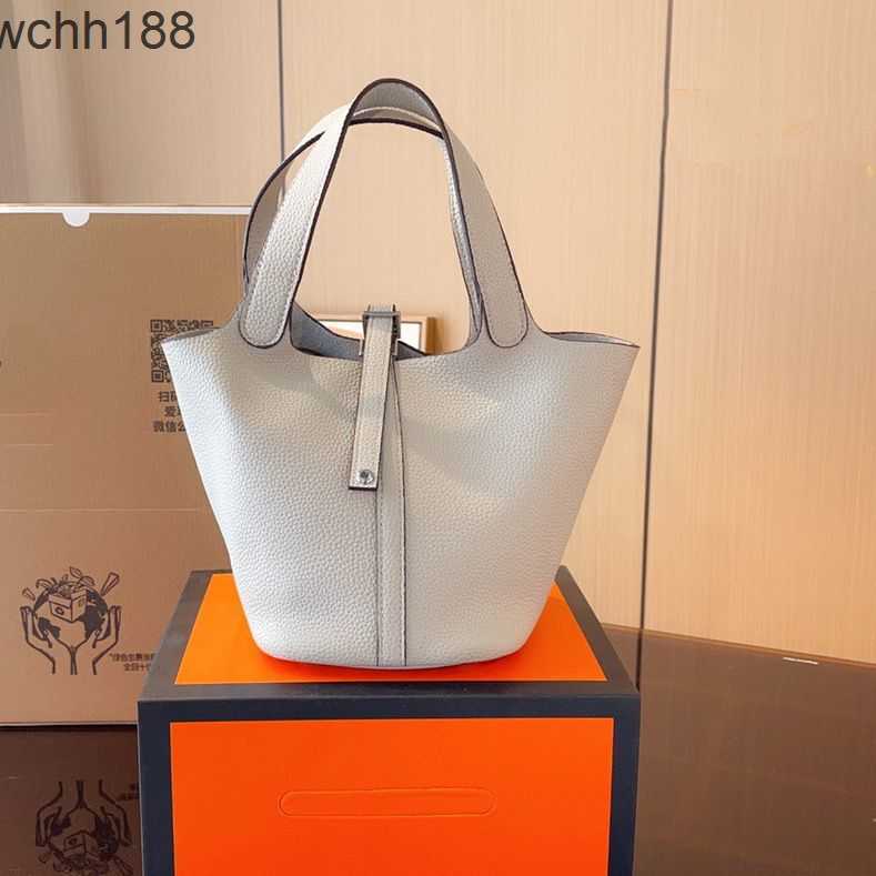 

Portable Locks Patterned Bag Picotin Bags Designer High Quality Lychee 2023 Bucket Leather Tote Basket Simple Large Capacity Handbags Mifa, Red