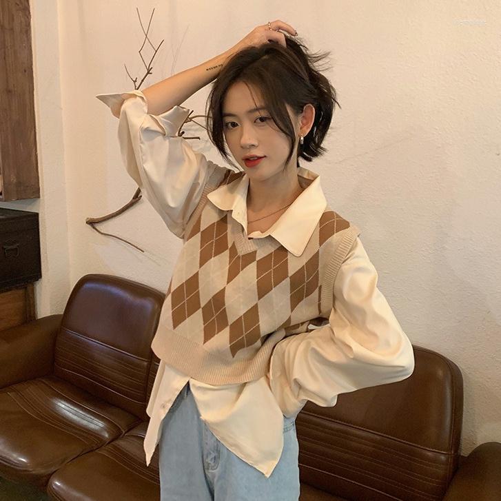 

Women's T Shirts Ihkke Ladies Retro Knitted Vest V-Neck Diamond, Picture shown