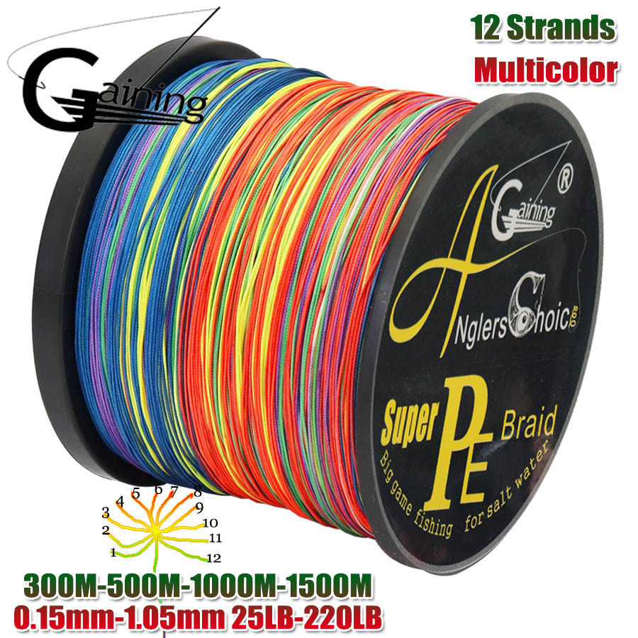 

Braid Line 12 Sheet 300M 500M 1000M 1500M Super Multicolor Wind PE List Strong Fish 25LB 220LB 230509