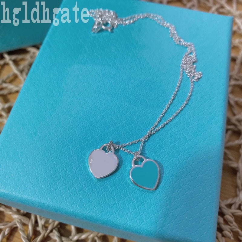 

Heart tag mens chains love return to pendant necklaces luxury jewleries dainty silver color designer for women letters plated gold necklace enamel E23