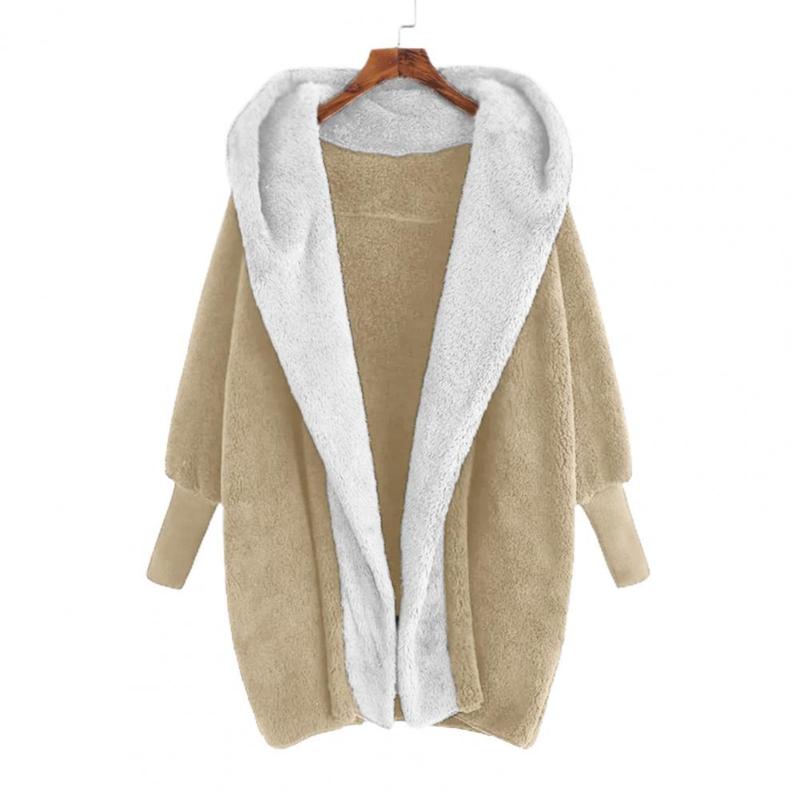 

Running Jackets Women Coat Contrast Colors Thick Double-sided Plush Casual Winter Jacket For Daily Wear, Blue