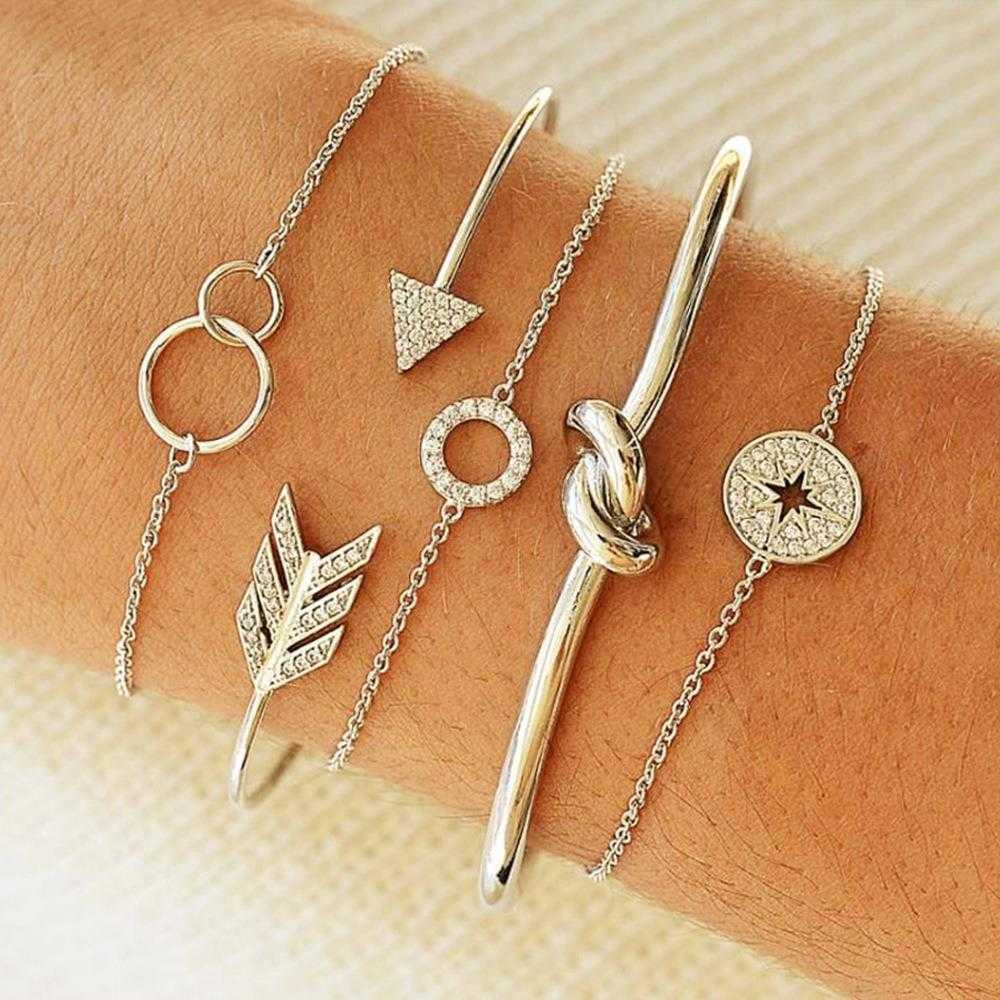 

Bracelet Five Pointed Star Full Diamond Couple Personality Street Love Knotted Gold