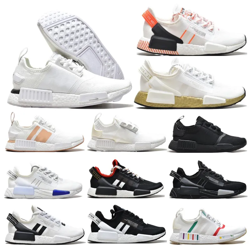 Sneakers Designer Chaussures Chaussures de course pour femmes masculines NMD en maille en tricot Top Sports Popcorn Super Bounce Mid-Sole à lacet