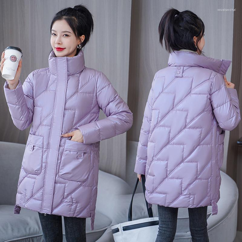 

Women's Trench Coats 2023 Winter Jackets For Women Coat Jacket Mid-length Casual Parka Femme Women's Outerwear Stand Collar Abrigo Mujer, Creamy-white