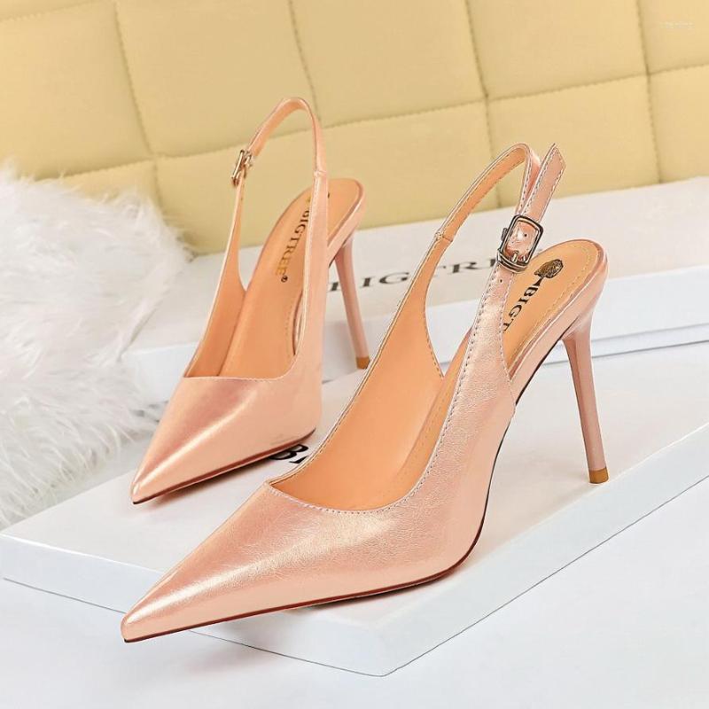 

Dress Shoes BIGTREE 2023 Spring Women Pumps High Heels Elegant Mid Heeled Sexy Pointed Toe Slingbacks Wedding Party, 8999-1 pink 7cm