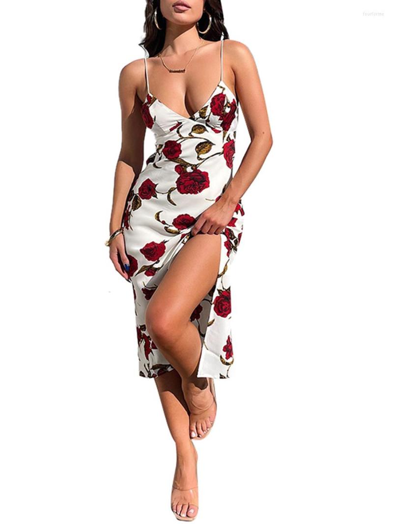 

Women' Shorts Scriardv Women Summer Casual Sling Bodycon Long Dress Sleeveless Off Shoulder Floral V Neck Elegant Party, Red