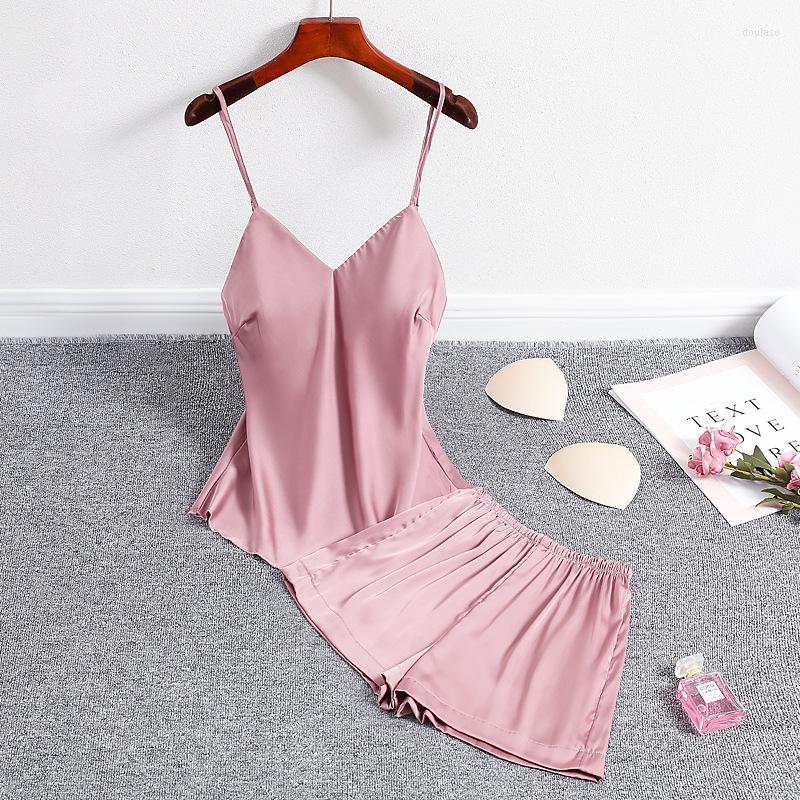 

Women's Sleepwear Satin Casual 2PCS Pajamas Suit Summer Pyjamas Home Clothing Novelty Sexy Nightwear Sleep Set Intimate Lingerie, Green