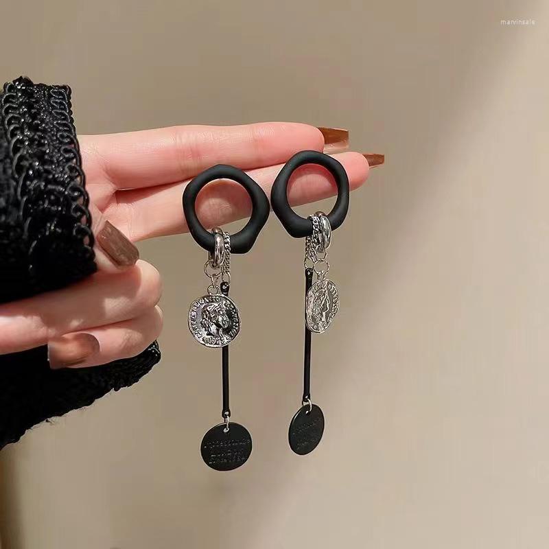 

Dangle Earrings South Korea's Black Retro Matte Pendant Women's Round Fashion 2023 Trend Jewelry
