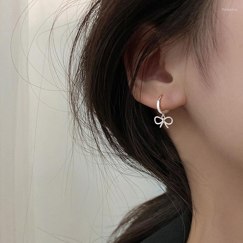 

Dangle Earrings Temperament Hollow Bowknot Drop Fashion Ear Hoops 925 Silver Needle Jewelry For Women Girls Delicate Dainty Gift