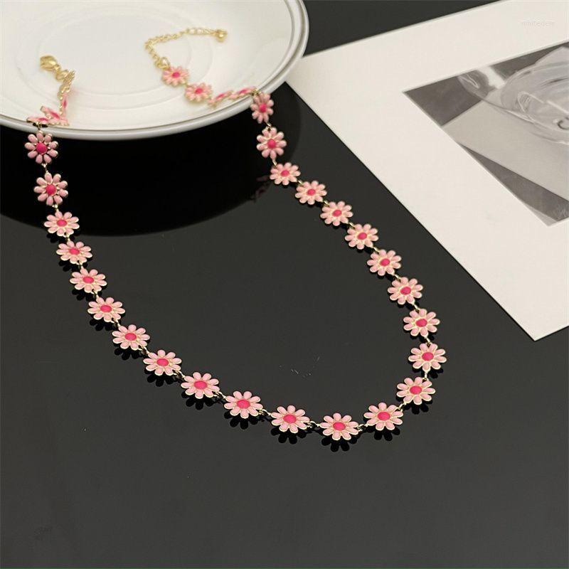

Chains Spring And Summer Dripping Glaze Flowers Small Broken Flower Necklace Simple Temperament Fresh Fashion Women