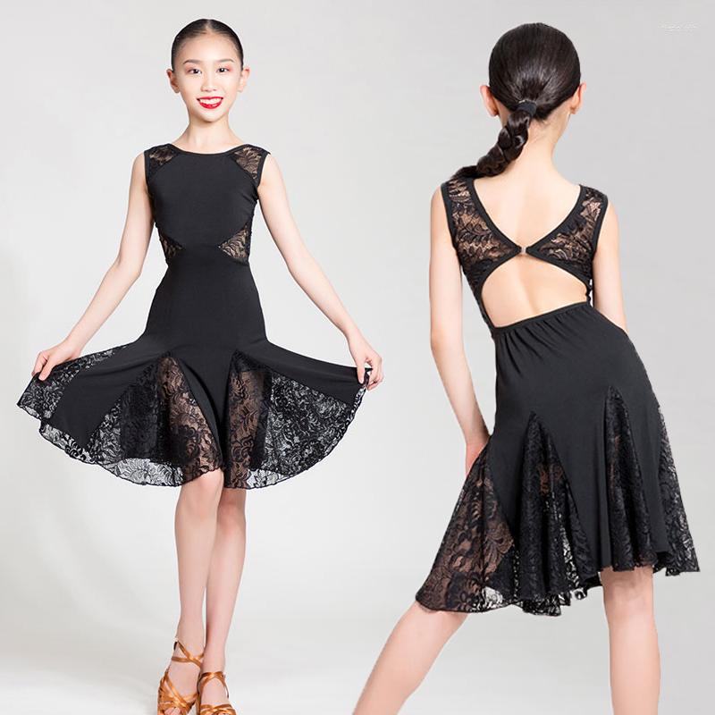 

Stage Wear 2023 See Through Latin Dance Dress For Girls Mesh Latina Practice Competition Dresses Slasa Sumba Rumba Dancing Outfits JL1097, Black