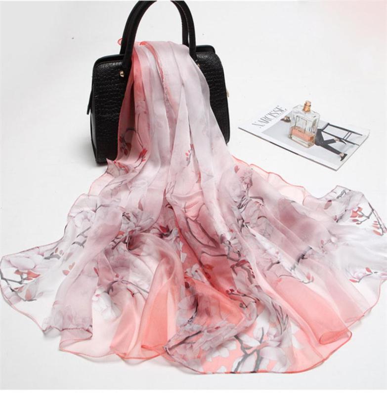 

Amazing Soft Women Scarf 100 Silk Pashmina Long Women039s Real Silk Spring Beach Scarfs Sunscreen Shawl Ladies Wraps1605751, White