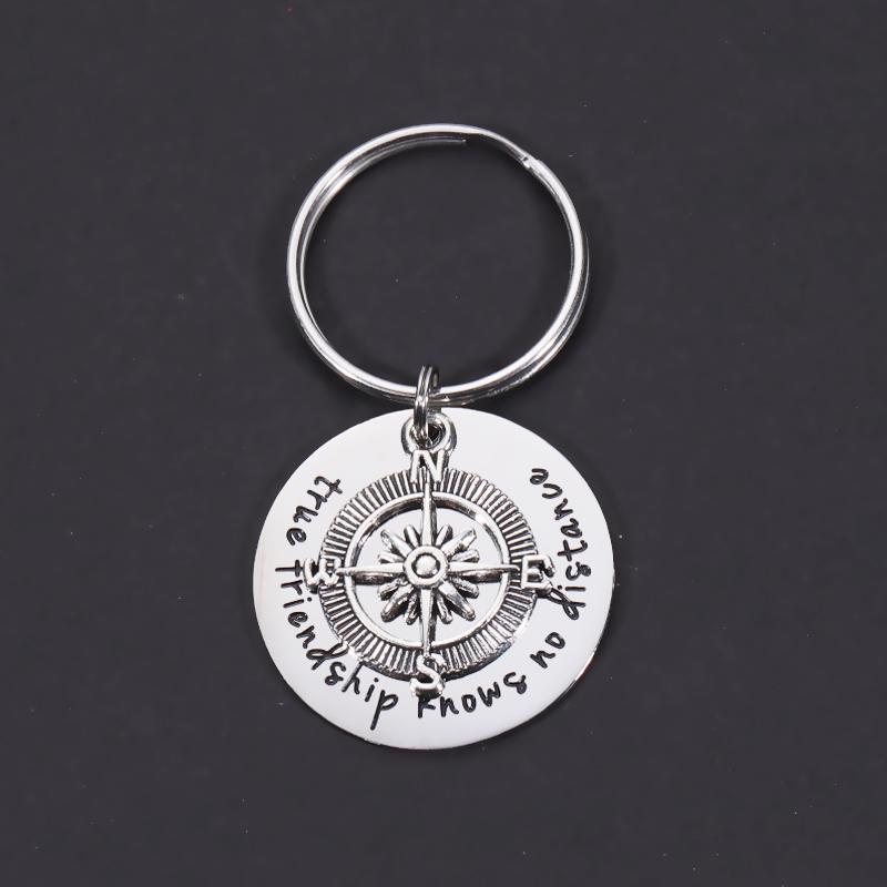 

Keychains Fnixtar 20Pcs Engarve True Friendship Knows No Distance Round Keyrings Metal Alloy Compass Key Chain For Women's Gifts