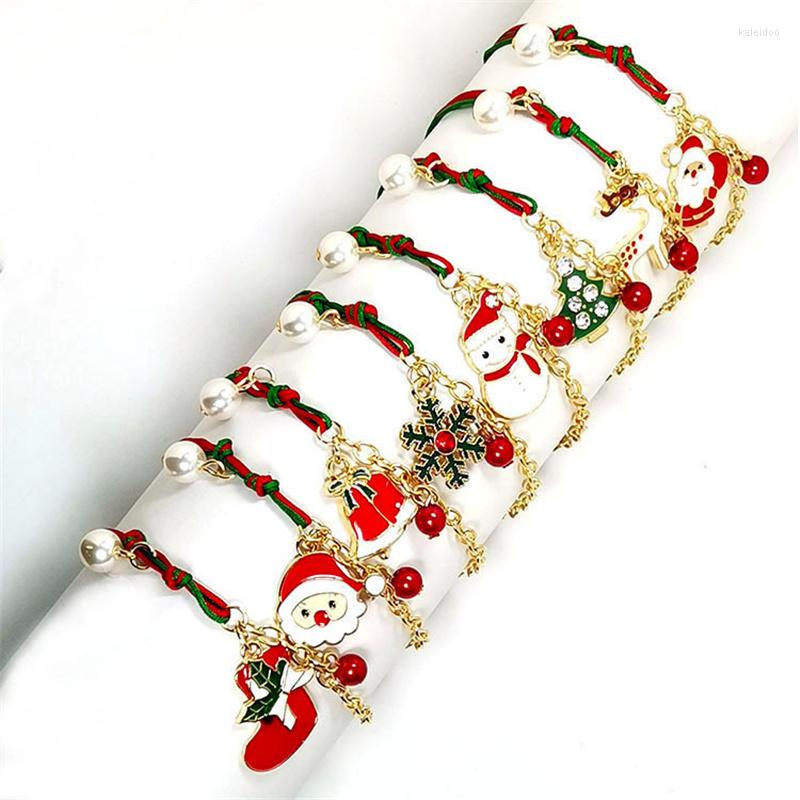 

Charm Bracelets 10/20/50Pcs/Lot Simple Design Bracelet Christmas Santa Claus Shape For Women Girl Sweet Cute Jewelry Xmas Gift