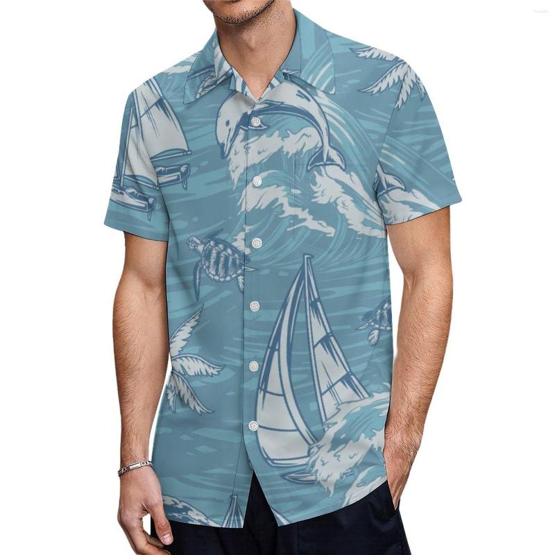 

Men's Casual Shirts T-shirt 18-30 Years Old Gifts For Men Short Sleeve Lapel Collar Printed Summer Daily Fashion Stylish Seaside Street, Style