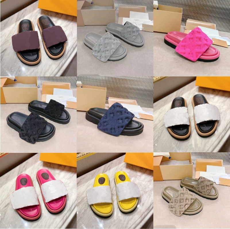 

Pool Pillow Slippers Brand Man Slippers Flat Comfort Mule Women Designer Slippers Fashion Slide Size 35-45, Brand slippers