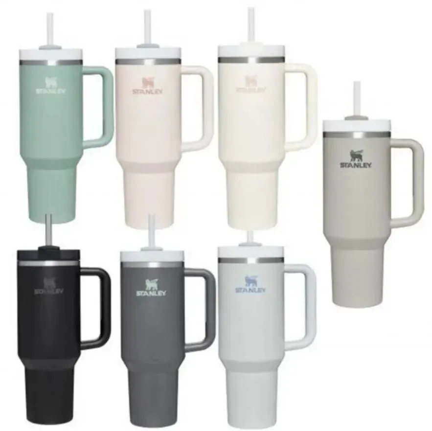 

New 40oz H2.0 Mugs With Stanly Logo Insulated Tumblers Stainless Steel Car Cups Thermos Water Bottles Keep Drinking Cold, Multi-color