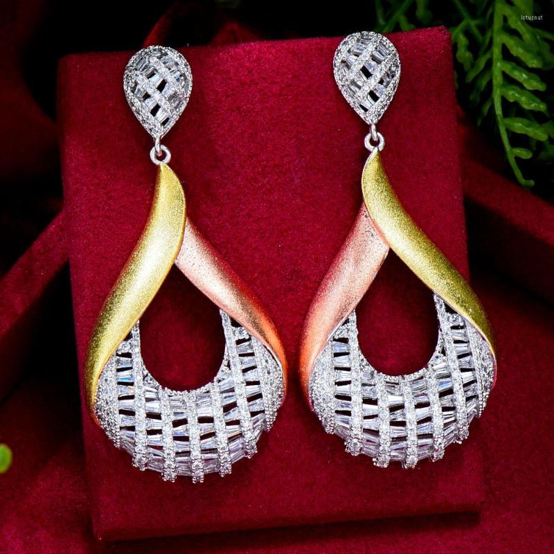 

Dangle Earrings GODKI 57mm Luxury Water Drop Sparkling Cubic Zirconia American Wedding Party Earring Jewelry For Women High