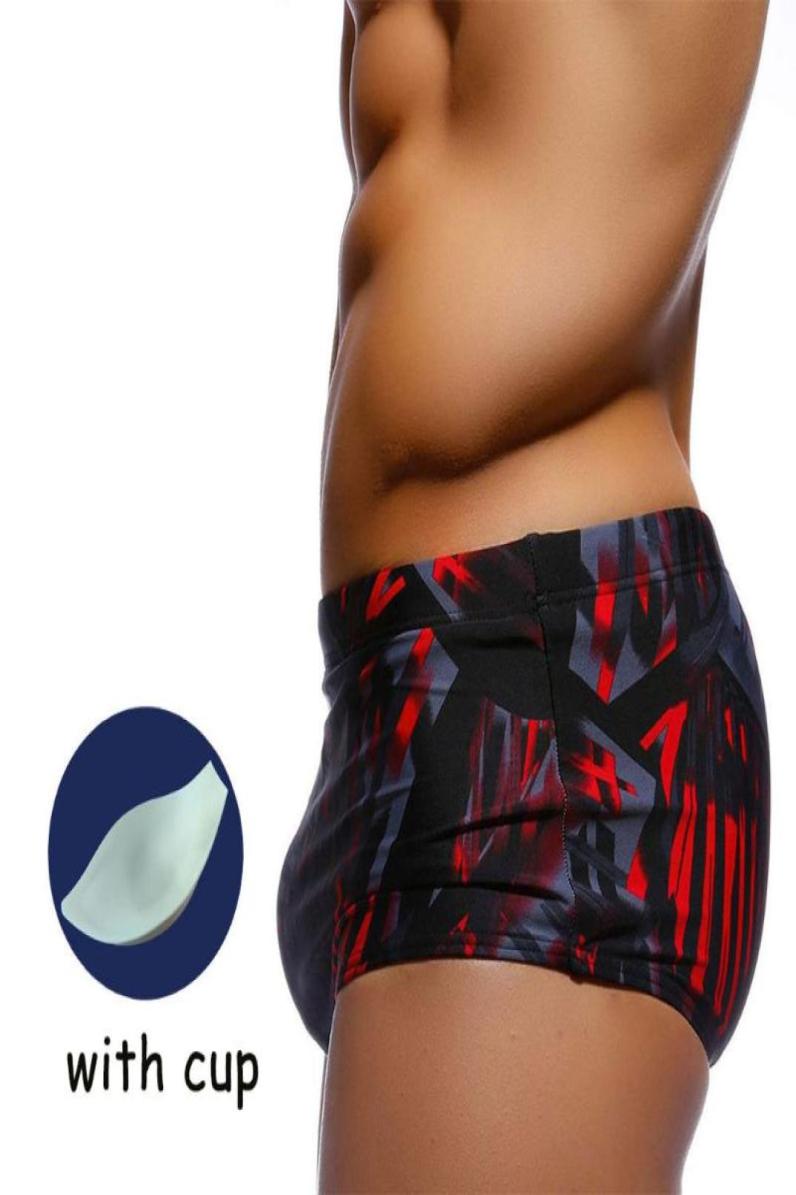 

Men039s Swimwear Summer Shorts Men Printed With Cup Swim Racing Low Waist Swimsuit Beach Surfing Trunks2769057