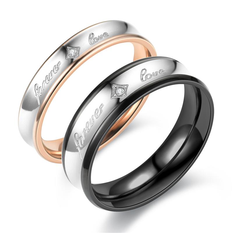 

Wedding Rings Fashion "Forever Love" Letter Couple For Lovers Valentine's Day Gift Jewelry Accessories Simple Zircon Band